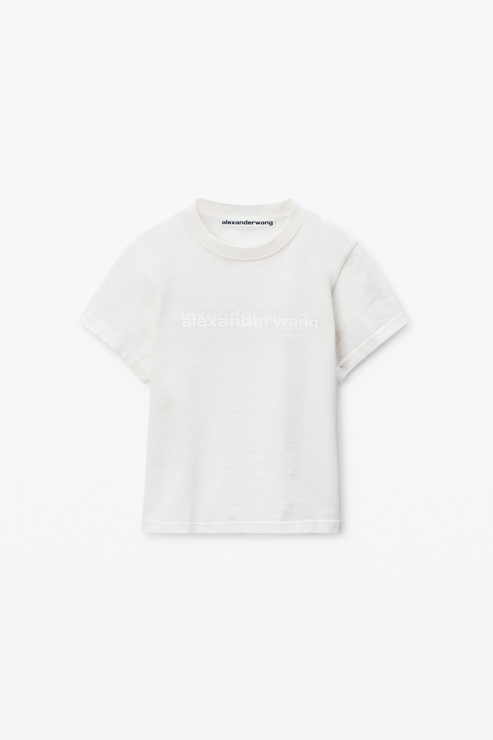 White Cotton Shrunken Logo Tee Product Image