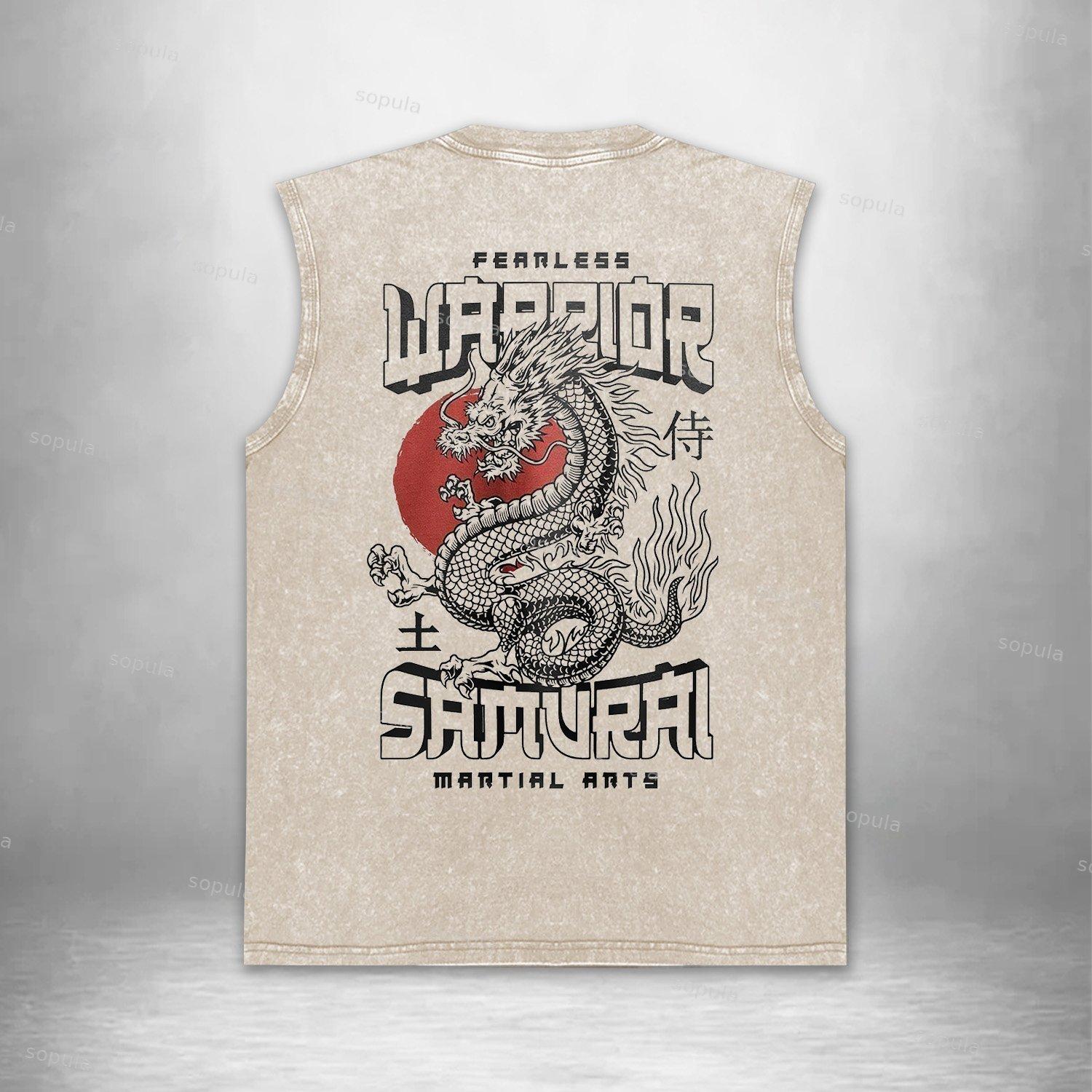 Vintage Dragon Japanese Art Graphic Acid Washed Tank Product Image
