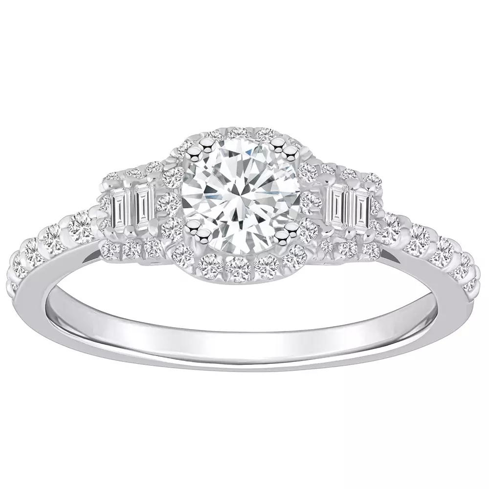 Alyson Layne 14k Gold 3/4 Carat T.W. Diamond Filigree Detail Halo Engagement Ring, Women's, Size: 7.50, 14k White Gold Product Image