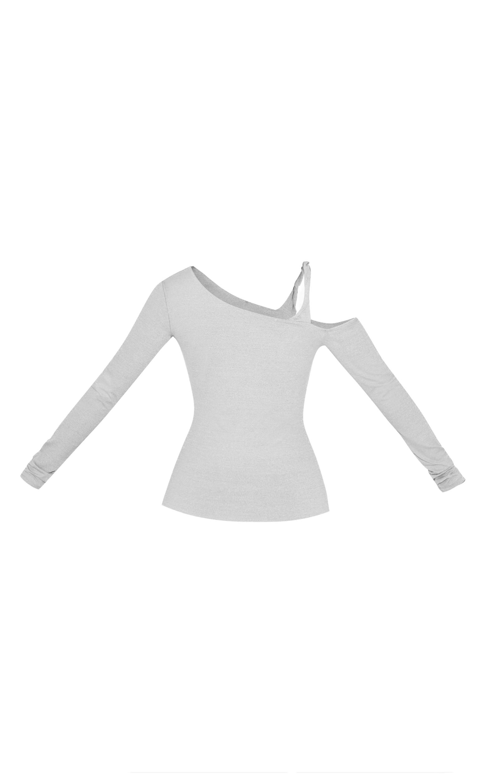 Petite Ash Grey Soft Touch Knot Detail Long Sleeve Top Product Image
