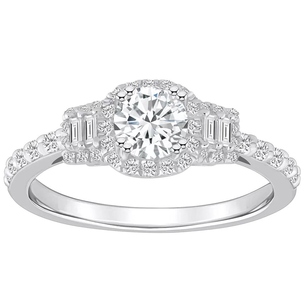 Alyson Layne 14k Gold 3/4 Carat T.W. Diamond Filigree Detail Halo Engagement Ring, Women's, Size: 7.50, 14k White Gold Product Image