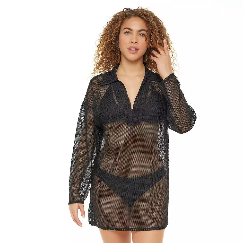Women's Jordan Taylor Polo Collar Swim Cover-Up Tunic,  Product Image