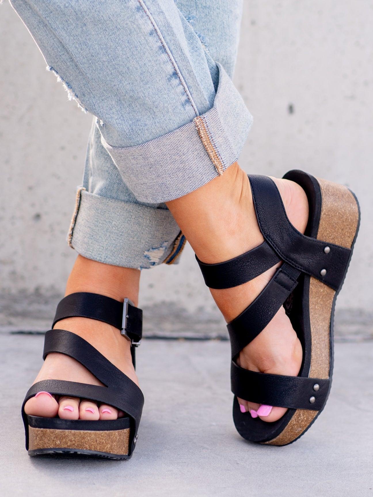 Very G Shayne Wedge Sandals - Black Product Image