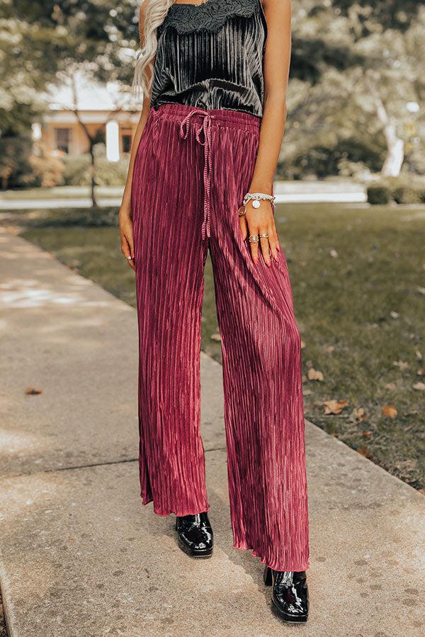 The Blossom Pleated Pants In Berry Product Image