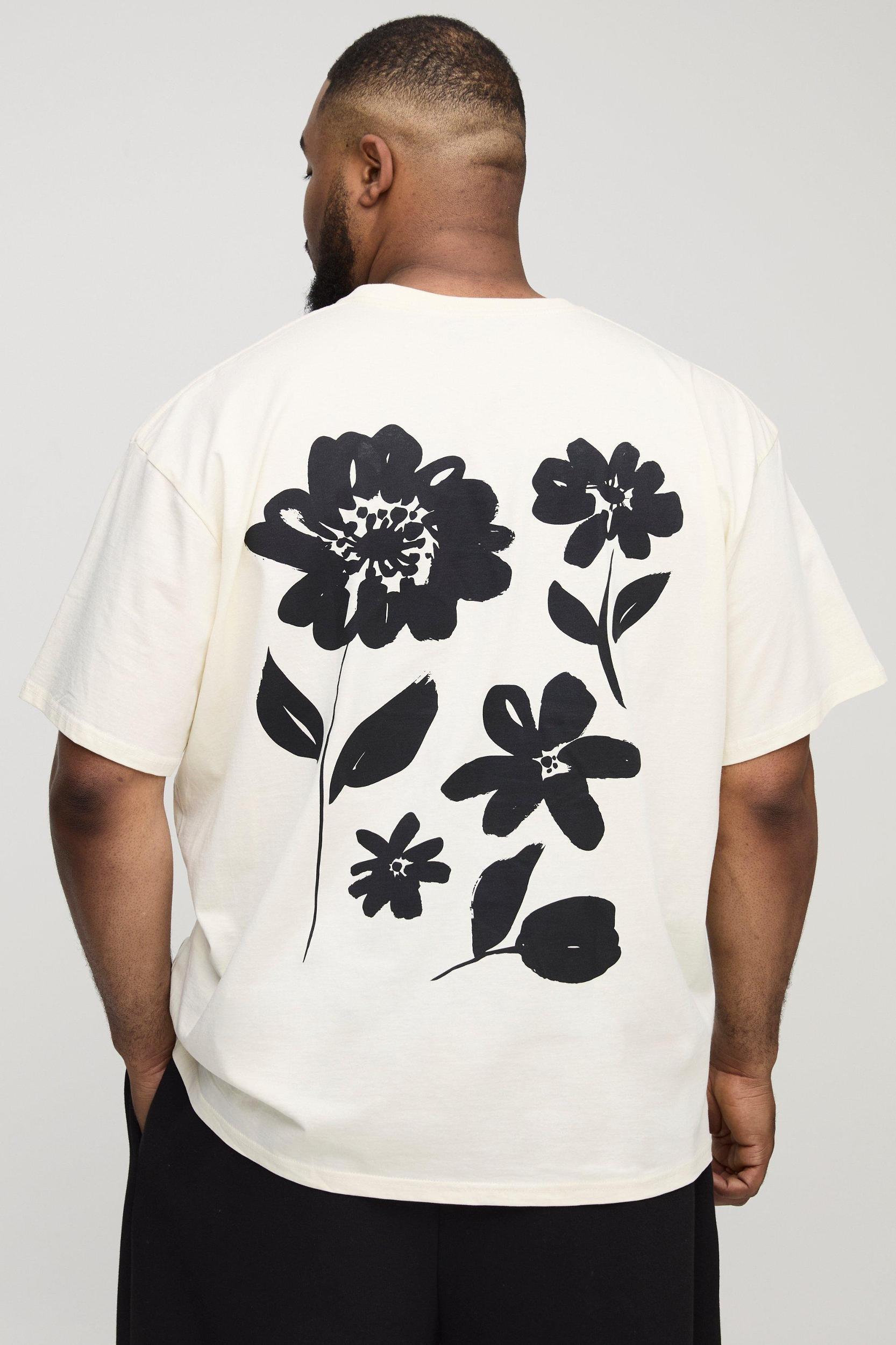 Plus Floral Graphic Oversized T-Shirt | boohooMAN USA Product Image