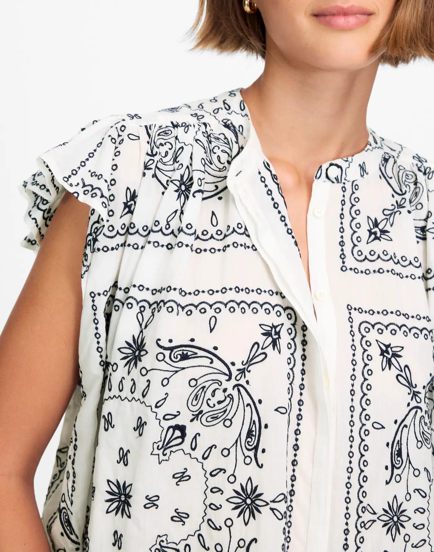 Poplin Shirred Button-Up Shirt Product Image