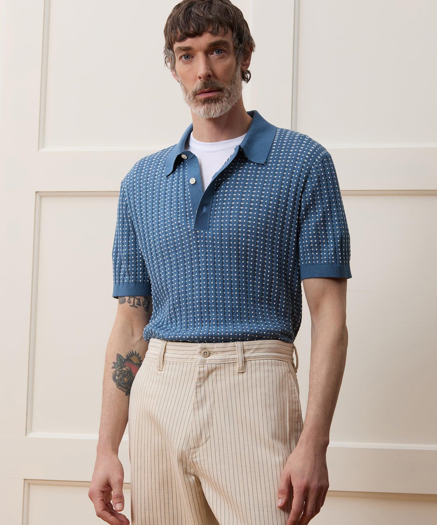 Silk-Cotton Dots Sweater Polo Product Image