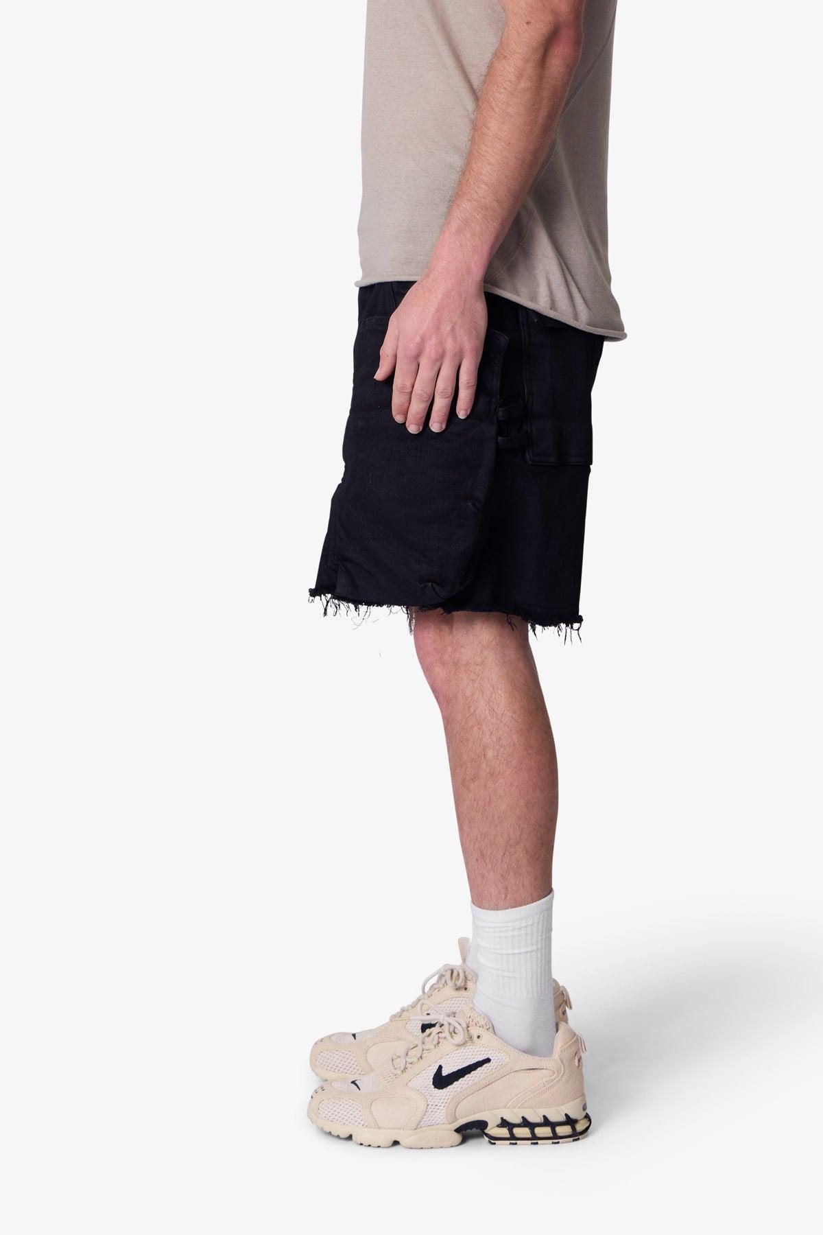 Roughed Pocket Cargo Shorts - Black Product Image