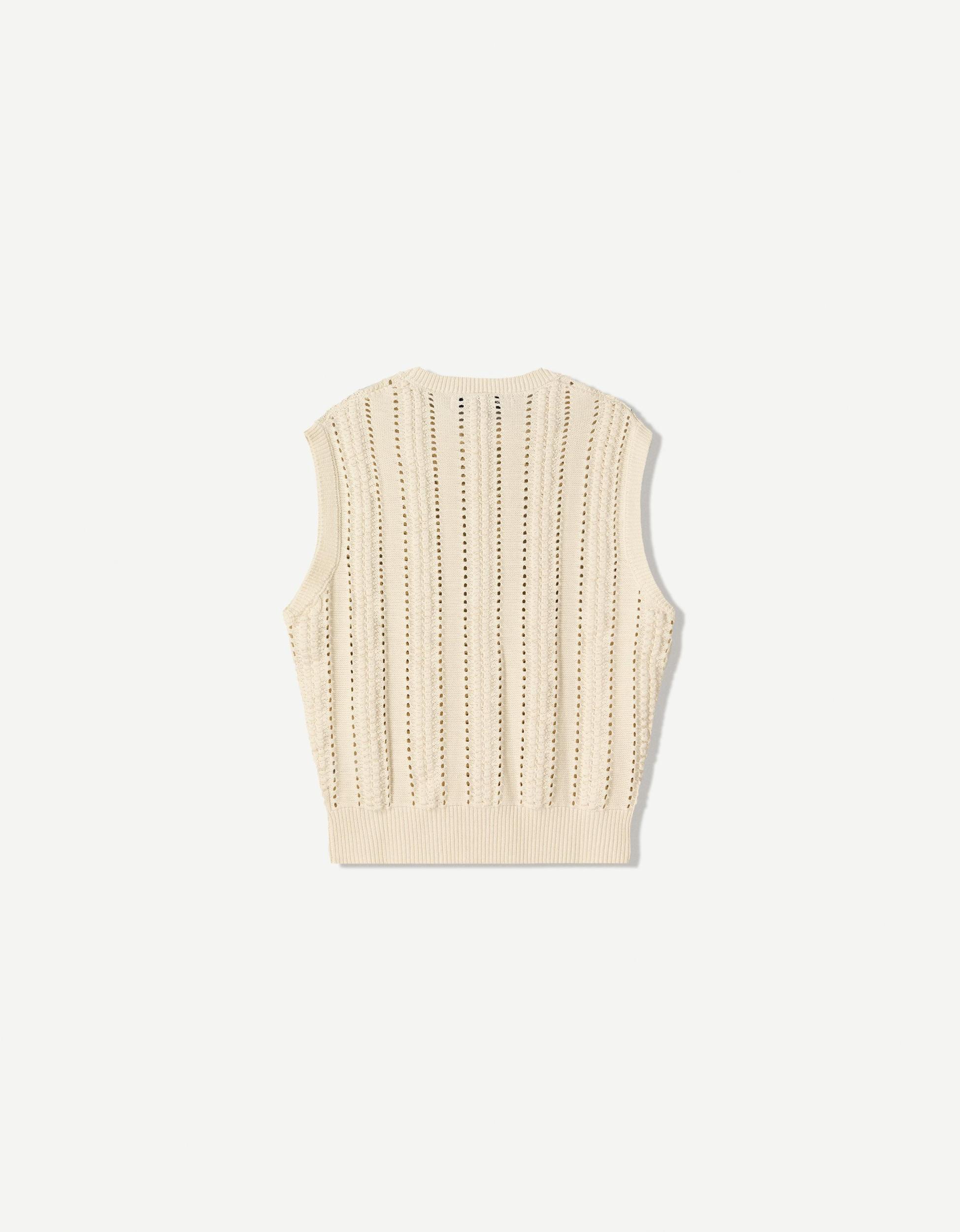 Textured open knit vest Product Image