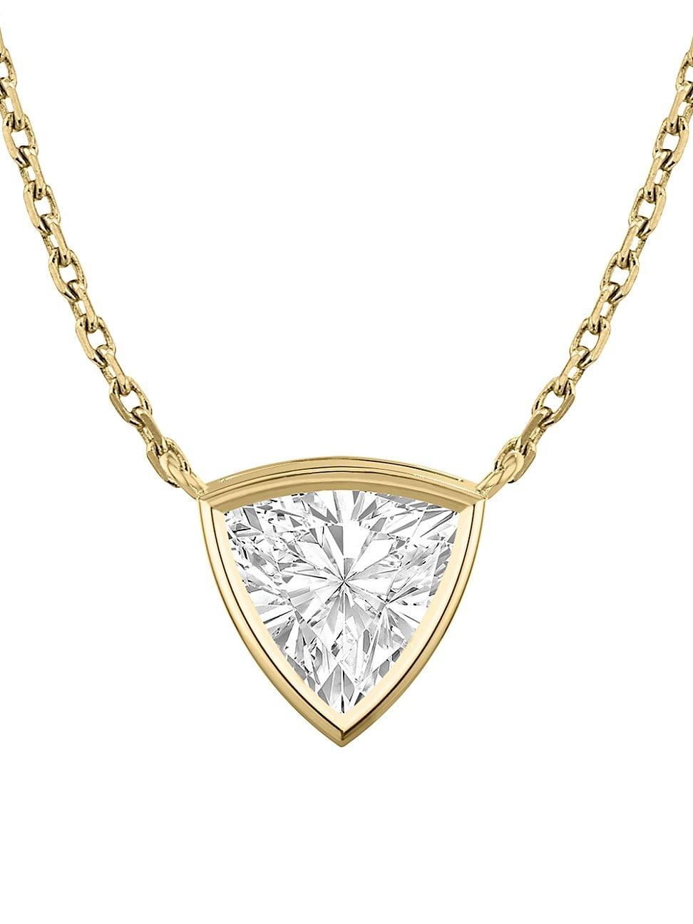 Womens Bezel Essentials 14K Gold & 1.00 TCW Lab-Grown Diamond Trillion Solitaire Necklace Product Image