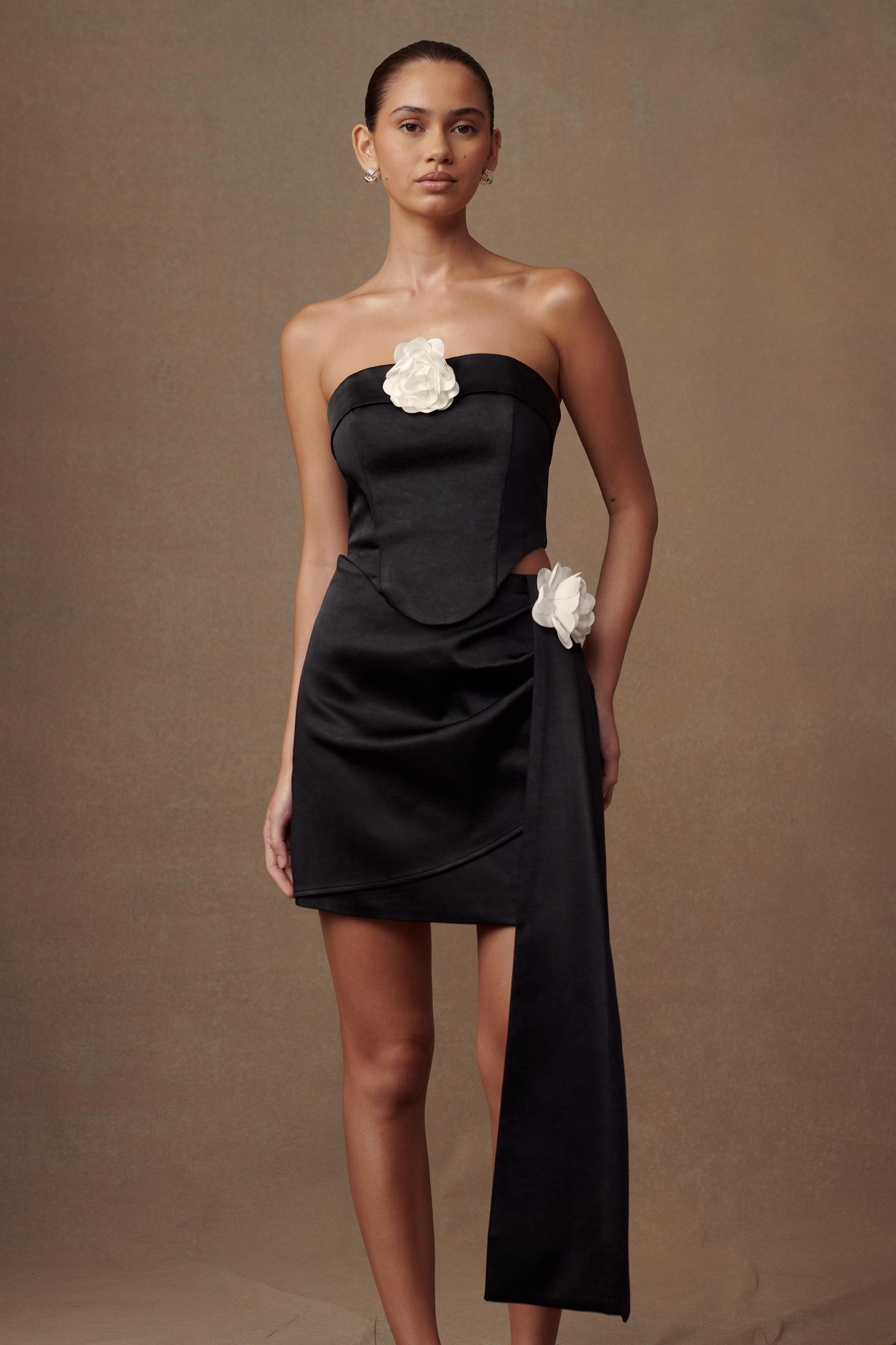 Margot Rose Mini Skirt - Black Product Image