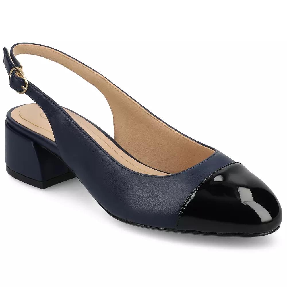 Journee Sammie Women's Cap Toe Block Heel Slingback Pumps,  Product Image