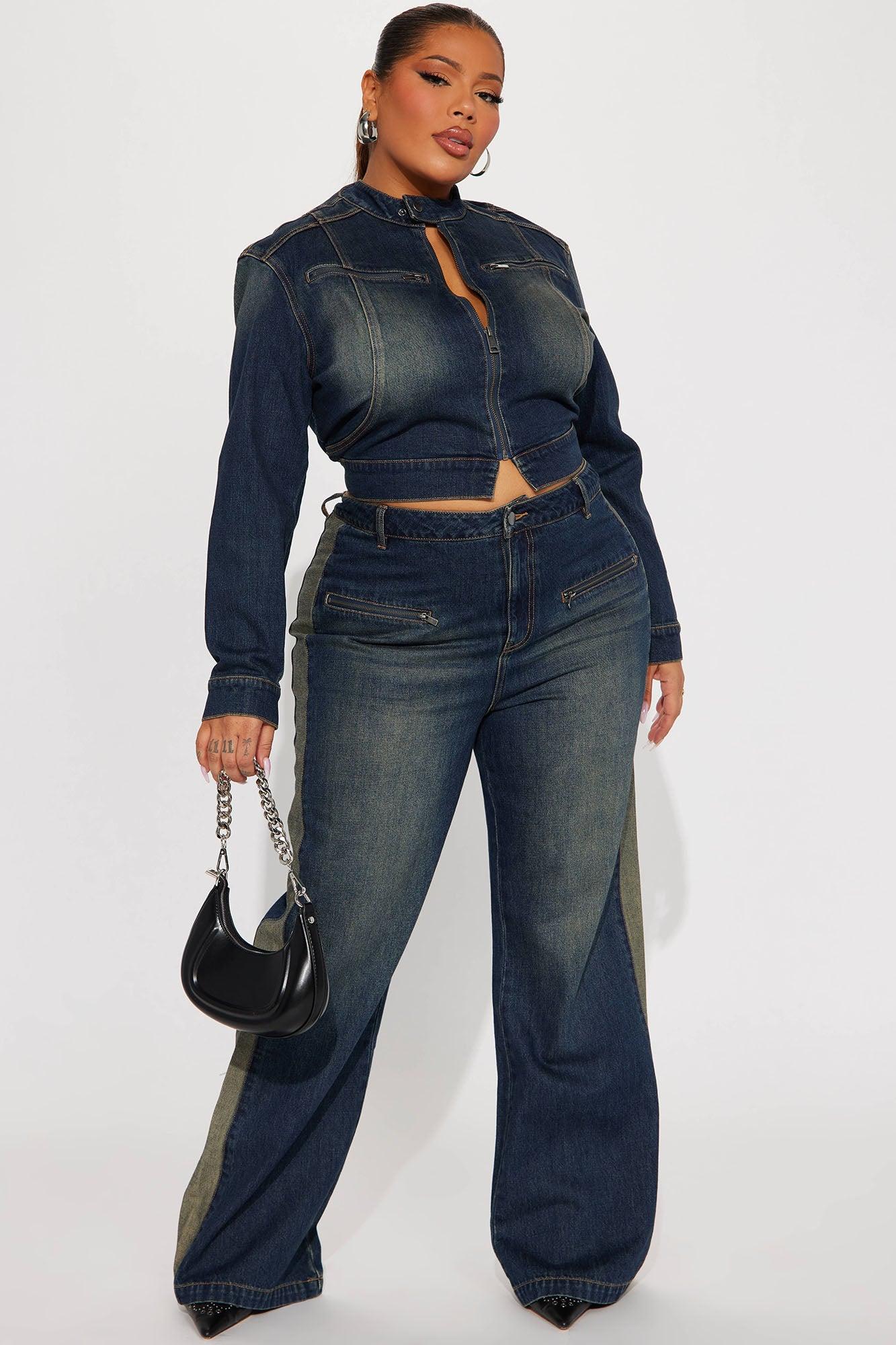 When In Rome Tinted Straight Leg Jean - Dark Wash Product Image