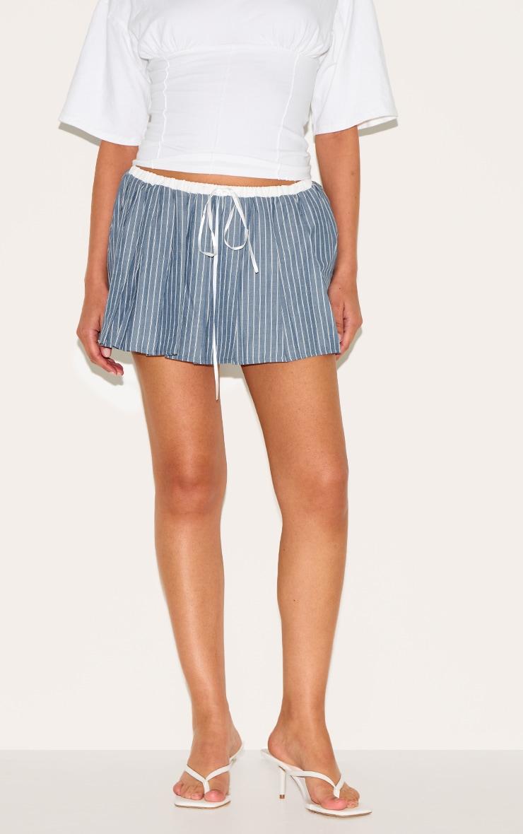 Petite Grey Waistband Detail Pinstripe Mini Skirt Product Image