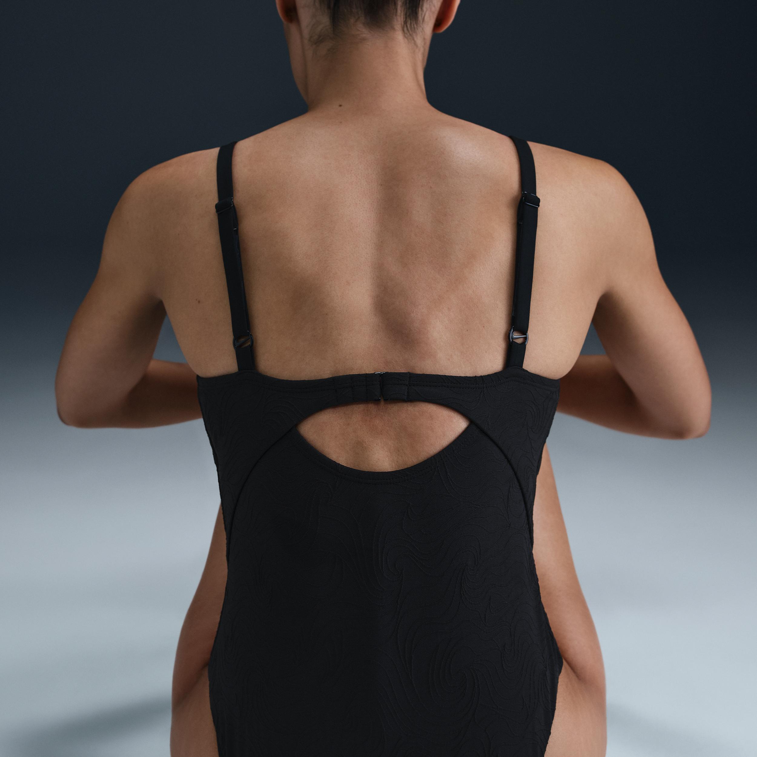 Nike Womens Swim Water Texture V-Neck One-Piece | NESSF261-001 Product Image