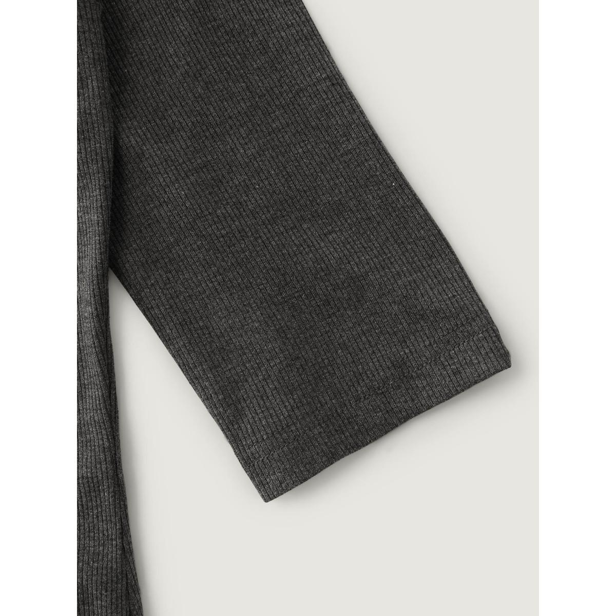 Plus Size Supersoft Turtleneck Ribbed T-Shirt DimGray Women Leisure Texture Turtleneck Bodycon Casual T-shirts BloomChic 12/L Product Image