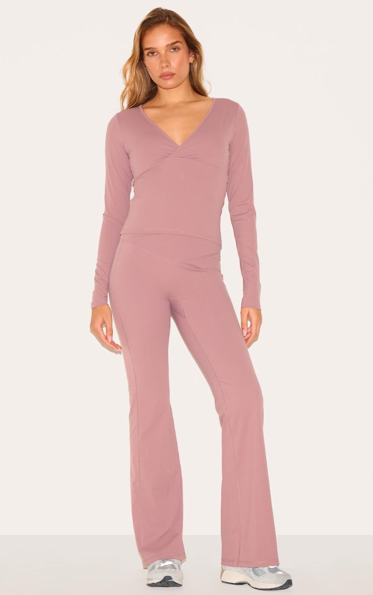 Mauve Sculpt Crossover Long Sleeve Top Product Image