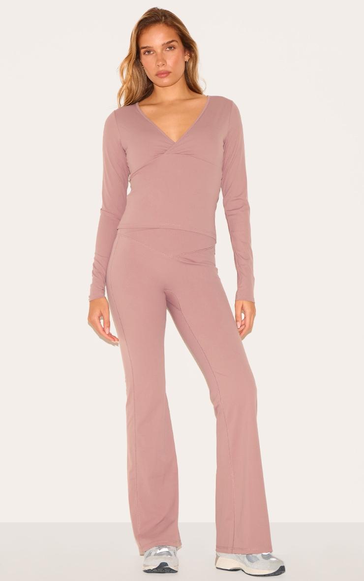 Mauve Sculpt Crossover Long Sleeve Top Product Image