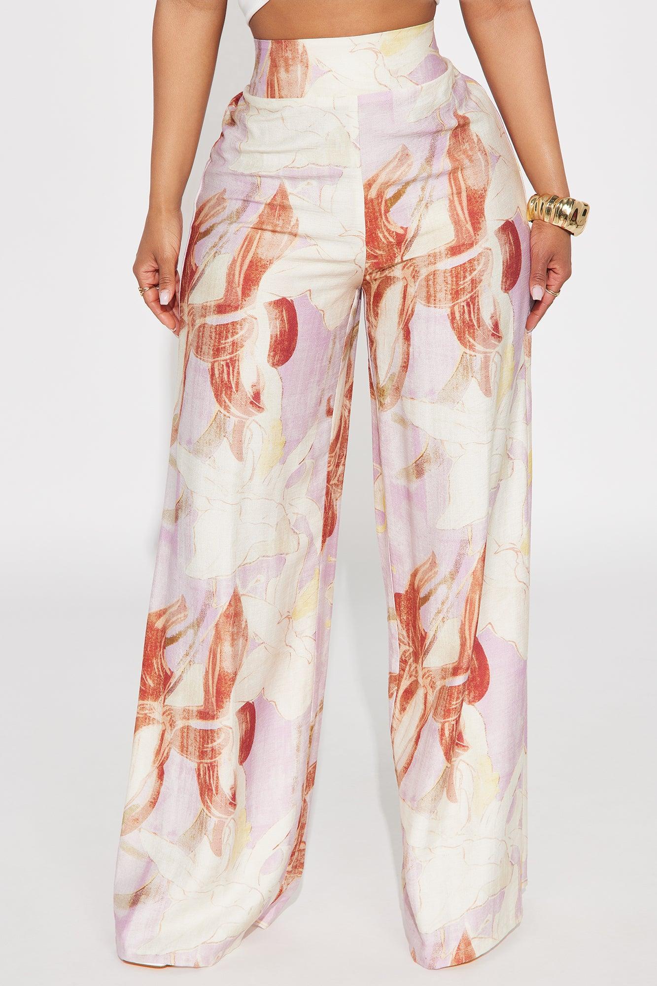 Fiona Floral Wide Leg Pant  - Lavender Product Image