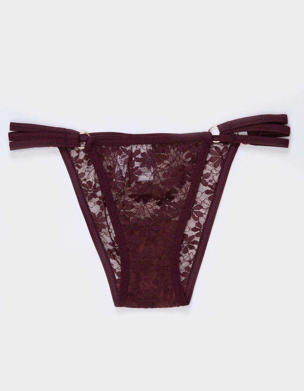 FULL TILT Side Strappy Lace Cheeky Panties - MAROON Product Image