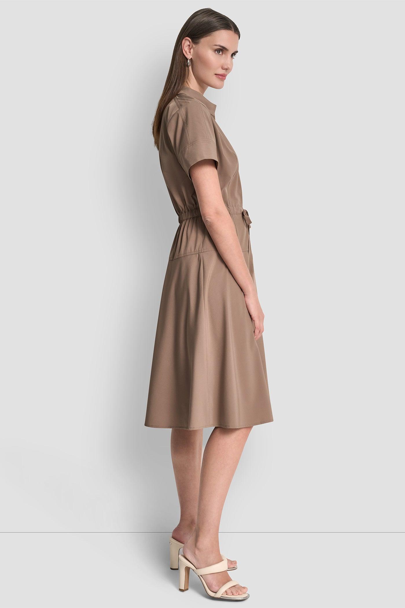 FIT & FLARE MIDI SHIRT DRESS Product Image