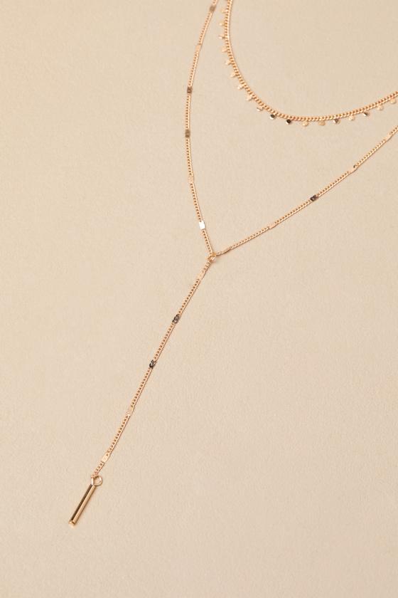 Jolanda Gold Layered Lariat Necklace Product Image