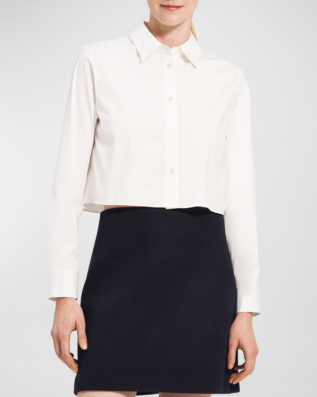 Womens Cotton-Blend Crop Shirt Product Image
