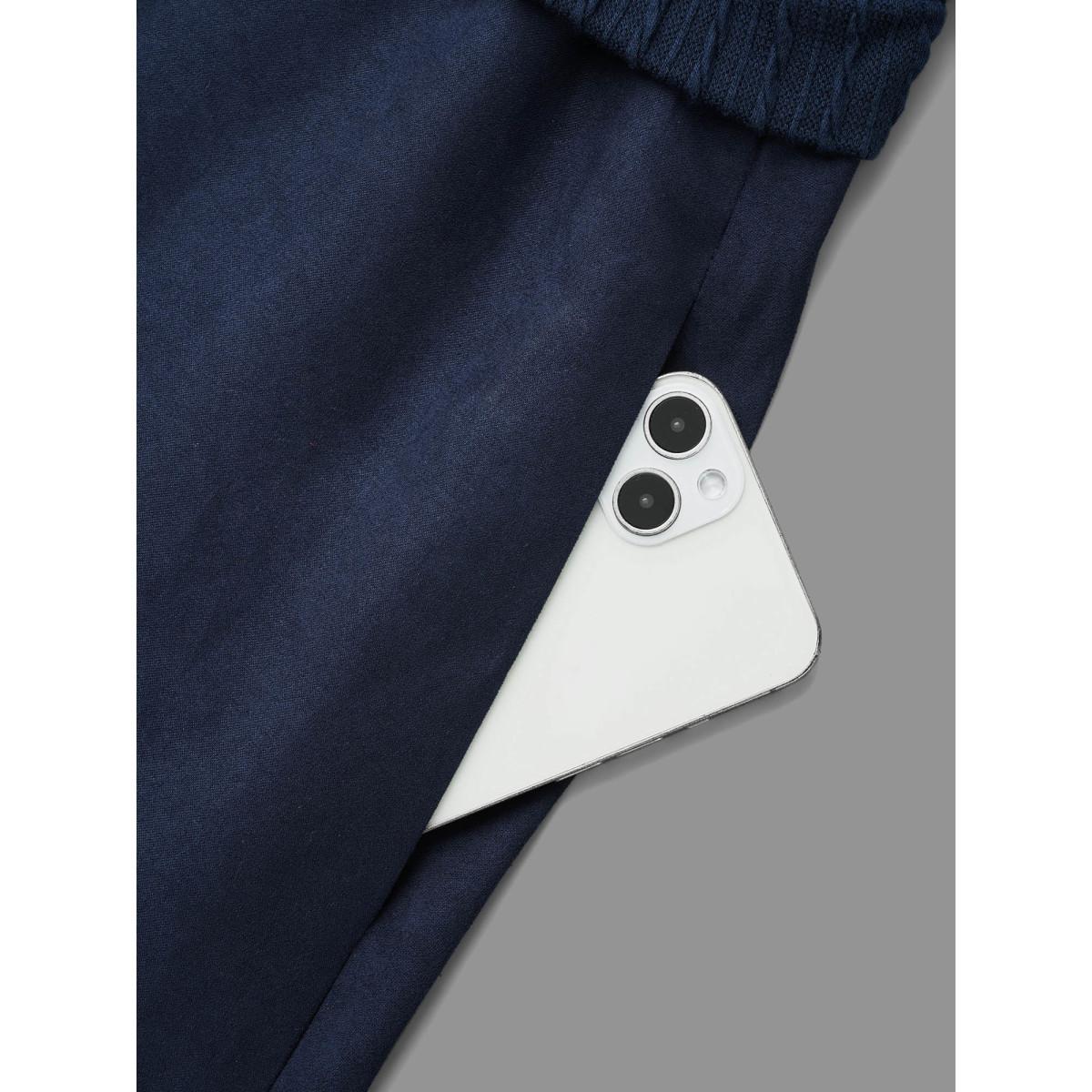 Plus Size Textured Button Detail Lantern Sleeve Dress Indigo Women Casual Texture Round Neck Long Sleeve Curvy BloomChic 22-24/3X Product Image