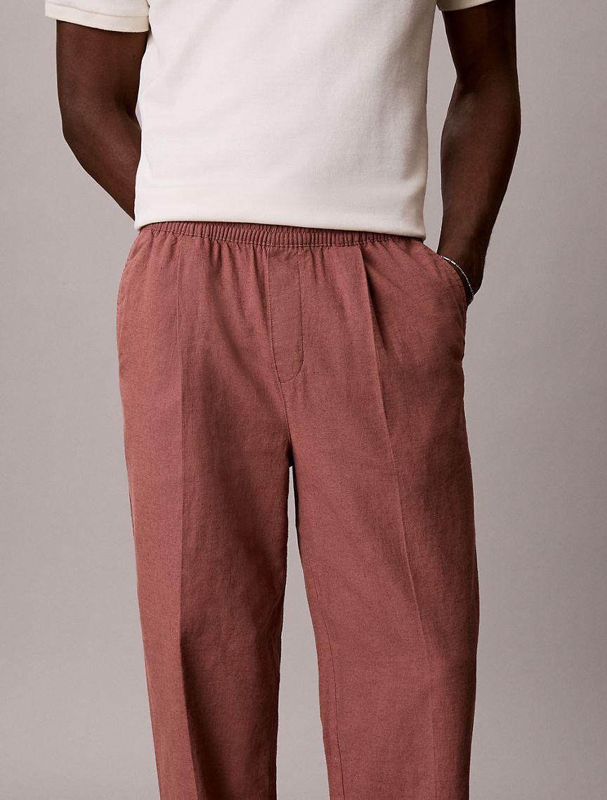 Linen Blend Pleated Pull-On Pants Product Image