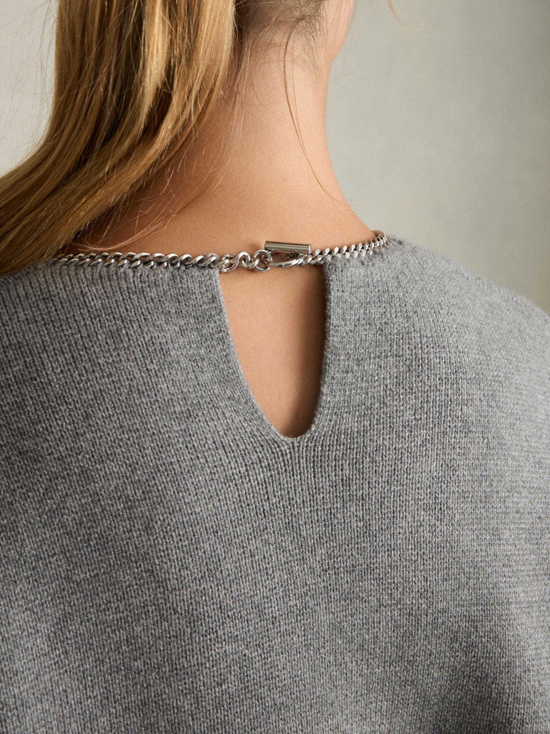 Chain-Necklace Jumper With Cashmere in Grey Product Image