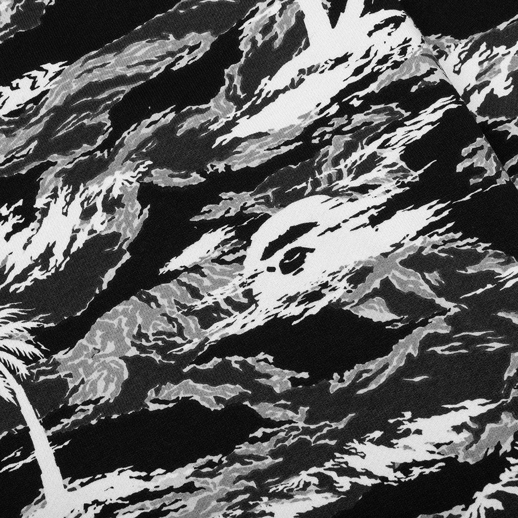 Palm Tree Camo Relaxed Fit Shark Full Zip Hoodie - Black Male Product Image