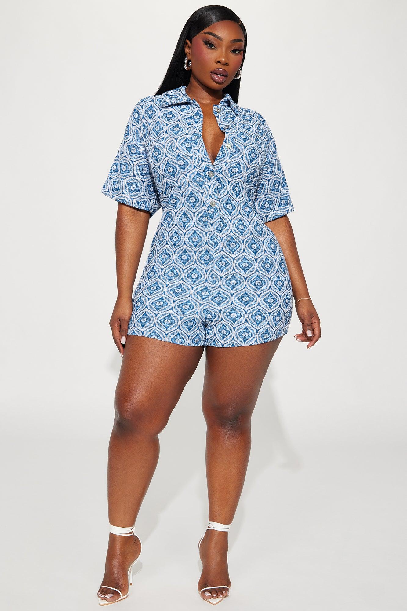 Morning Mimosas Romper - Blue/combo Product Image