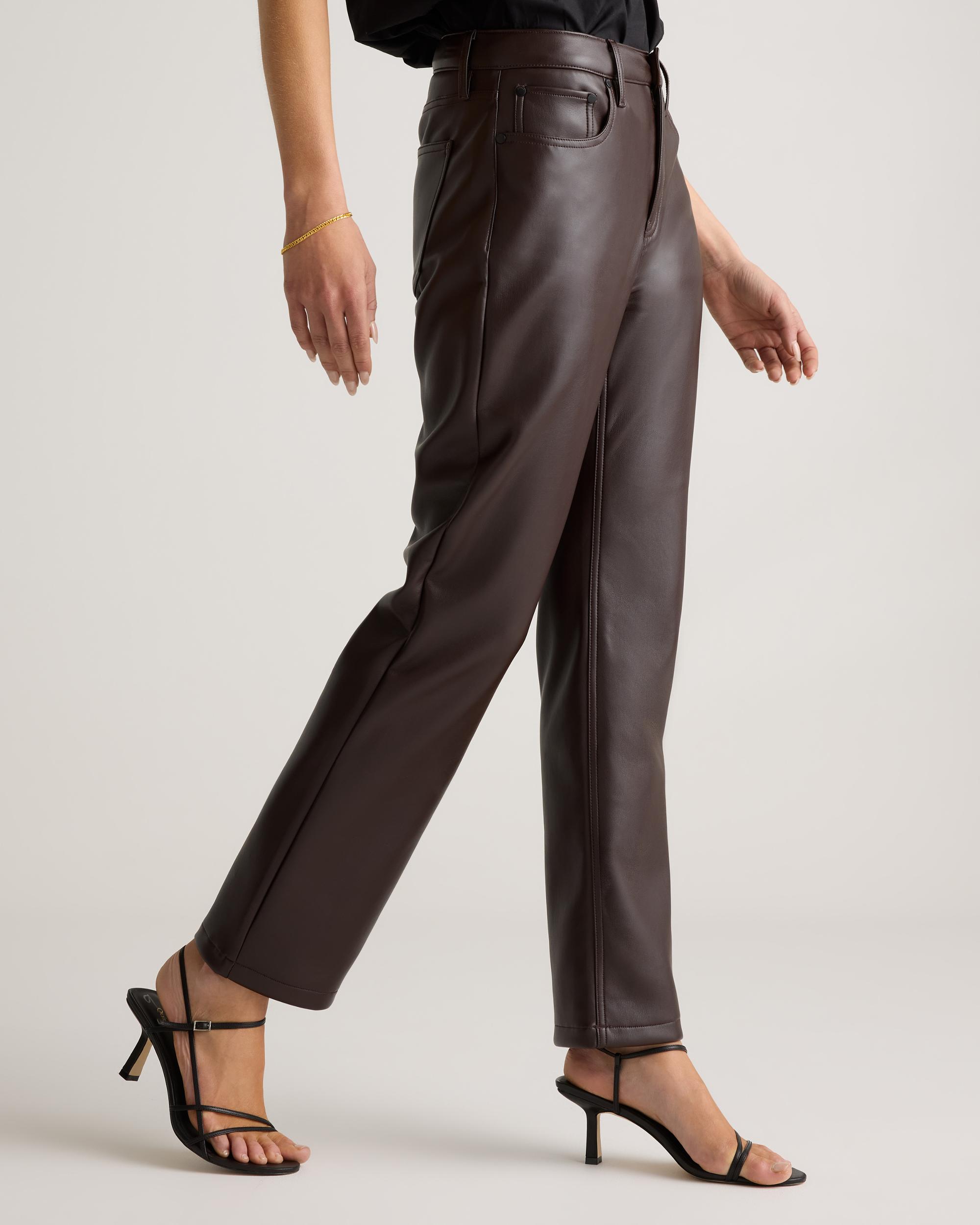 Quince | Women's Vegan Leather Straight Leg Pants Recycled Polyester Product Image