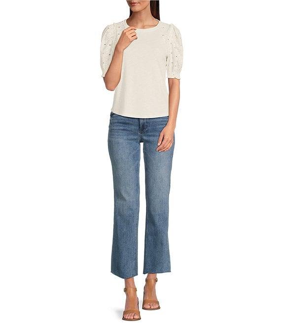 KUT from the Kloth Petite Size Kelsey High Rise Flare-Inset Leg Fab Ab Technology Stretch Denim Jeans Product Image