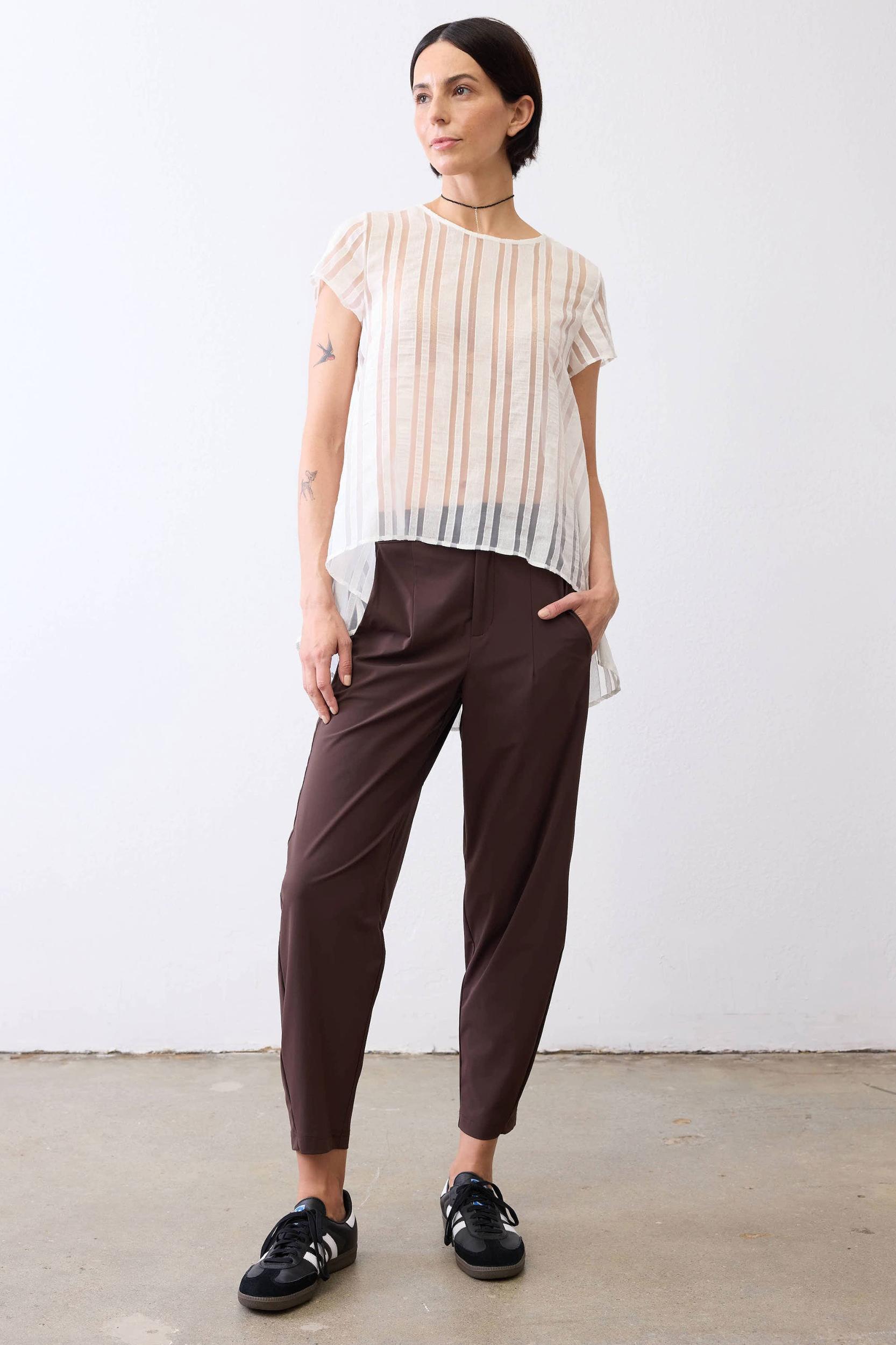 Stripe Sheer Summery High-Low Top Product Image