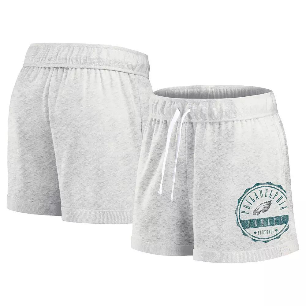 Women's Fanatics Branded Oatmeal Philadelphia Eagles Vintage Badge Shorts,  Product Image