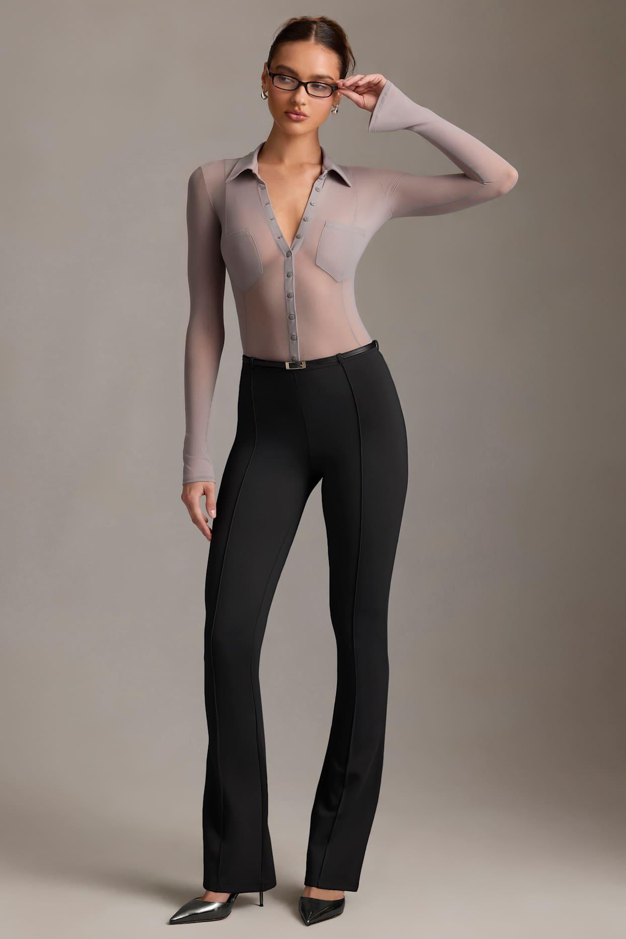 Low-Rise Flared Trousers in Black Product Image