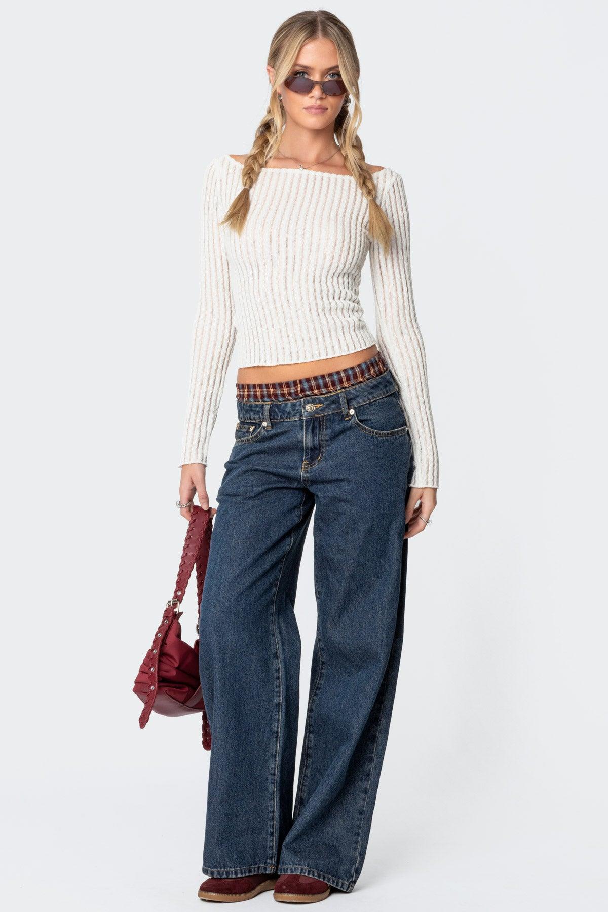 Textured Sheer Boat Neck Top Product Image