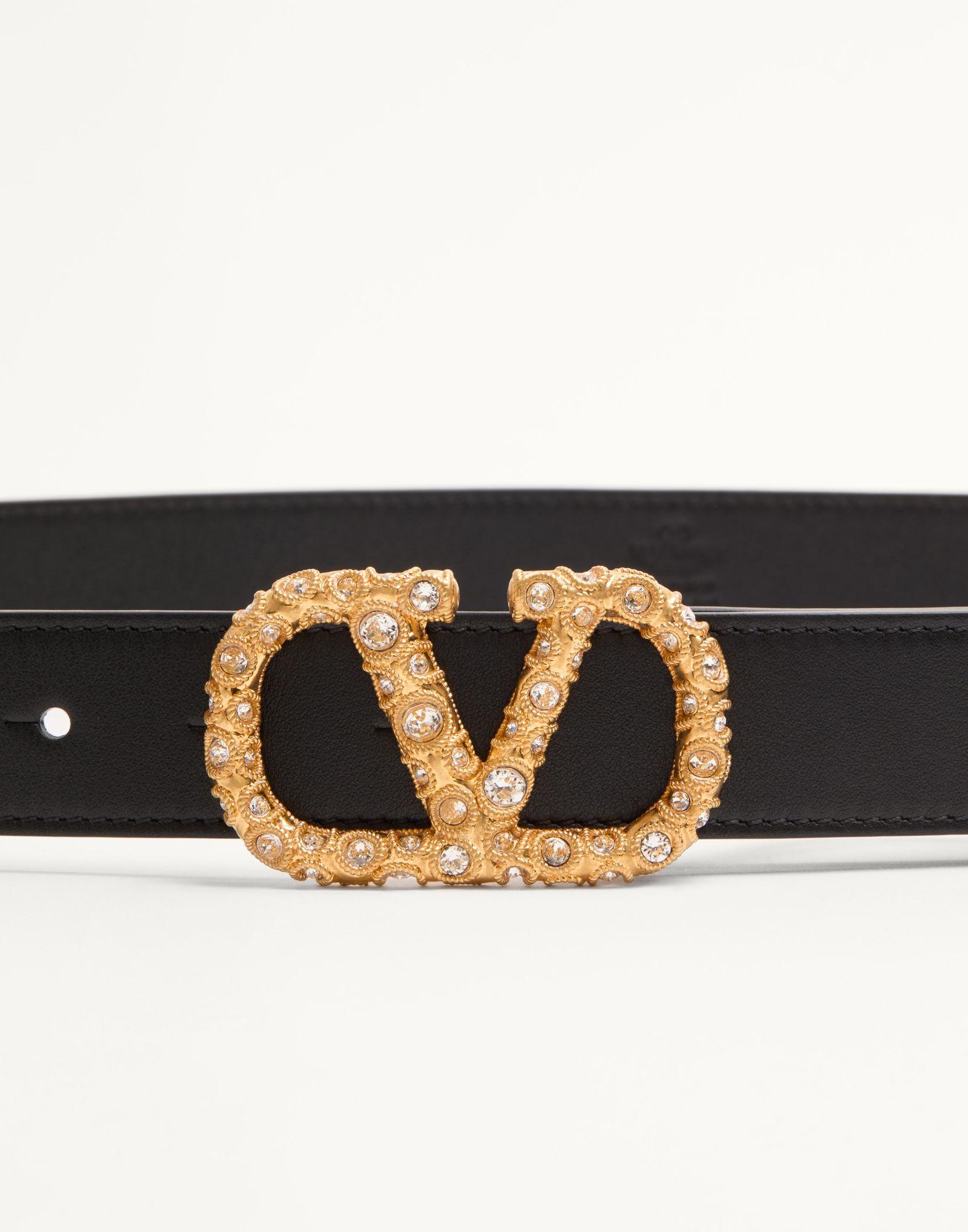 Vlogo Signature Belt In Shiny Calfskin With Crystals 30 Mm Product Image