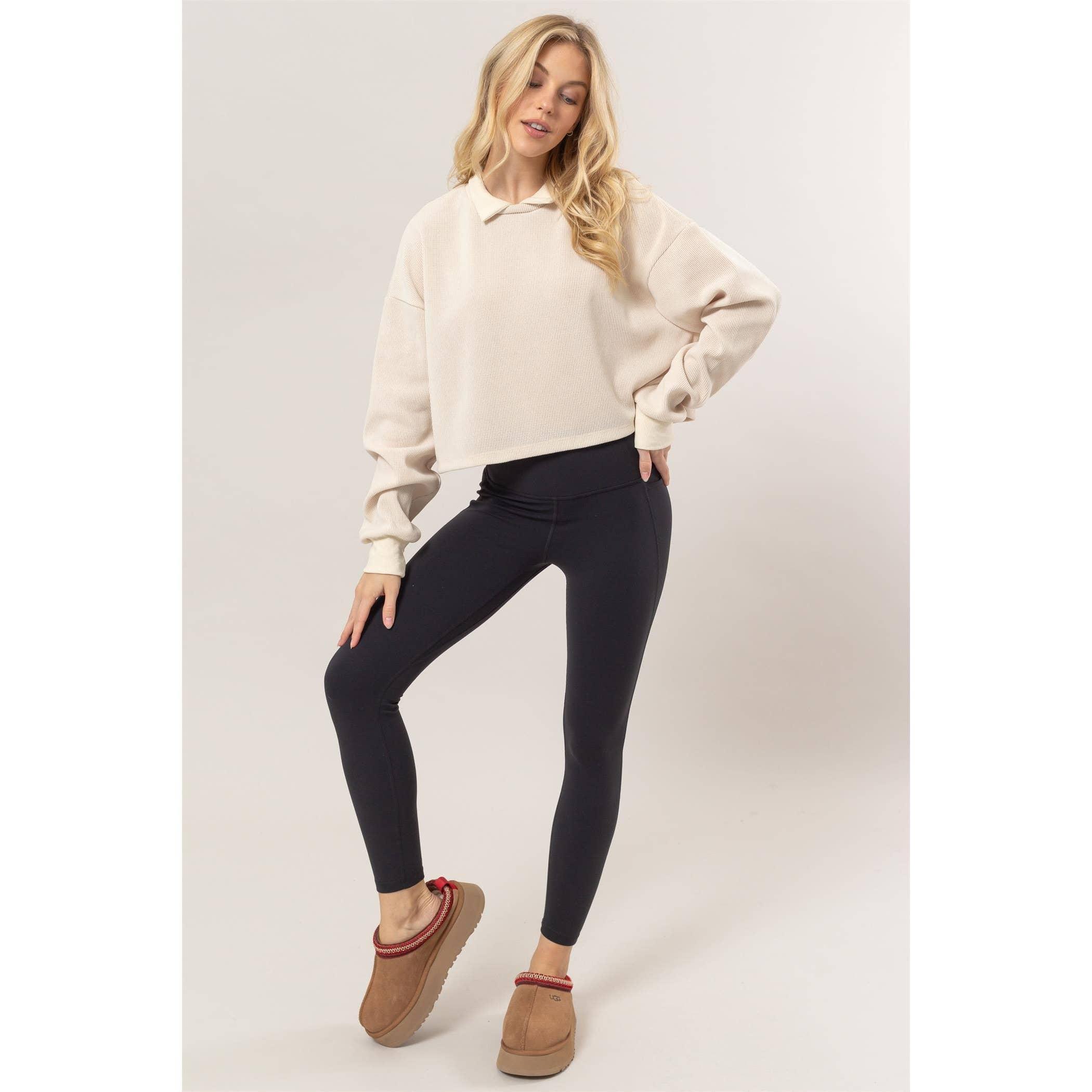 Collared Rib Knit Top Product Image