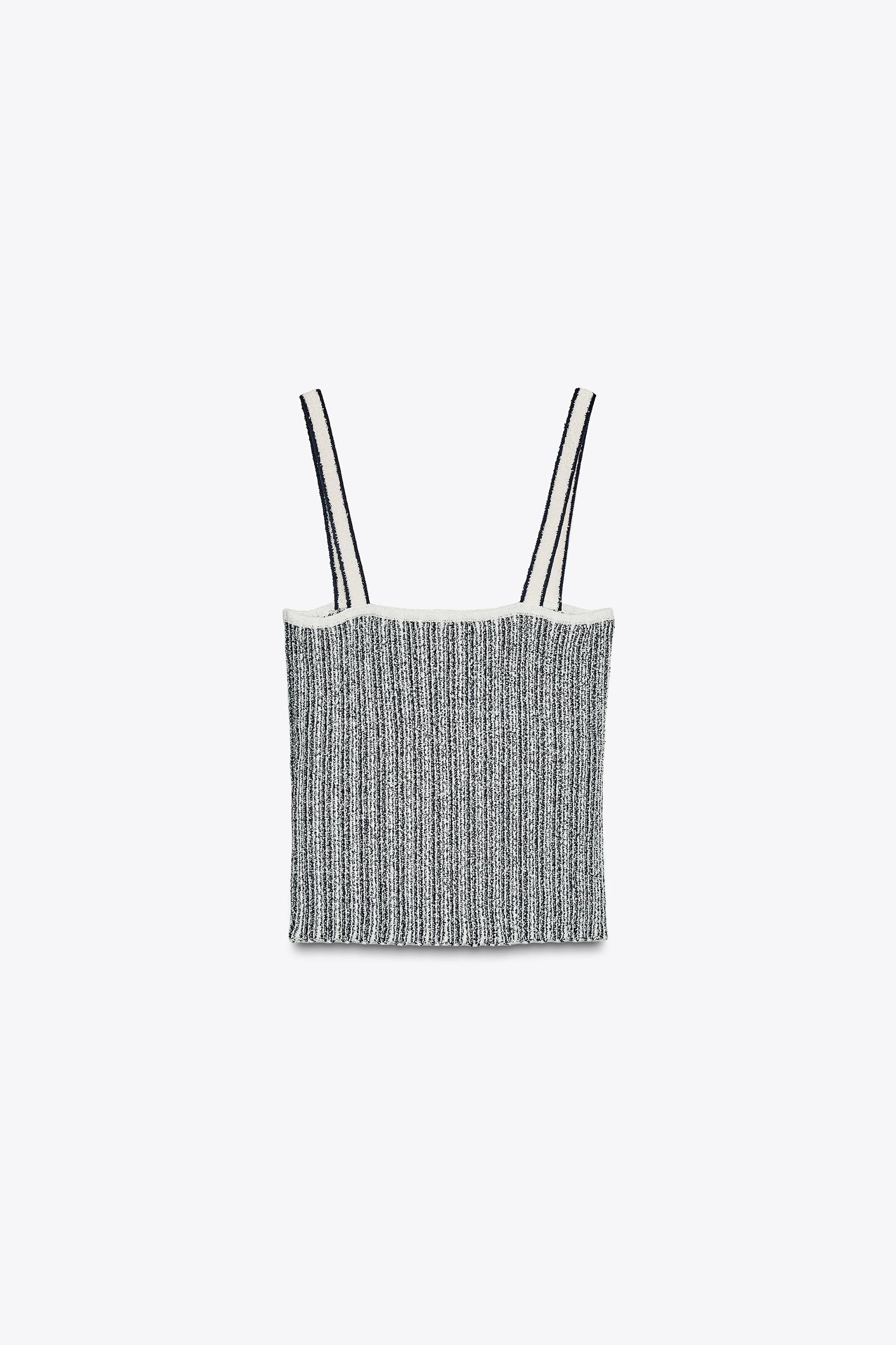 STRIPED CUT-OUT KNIT TOP Product Image