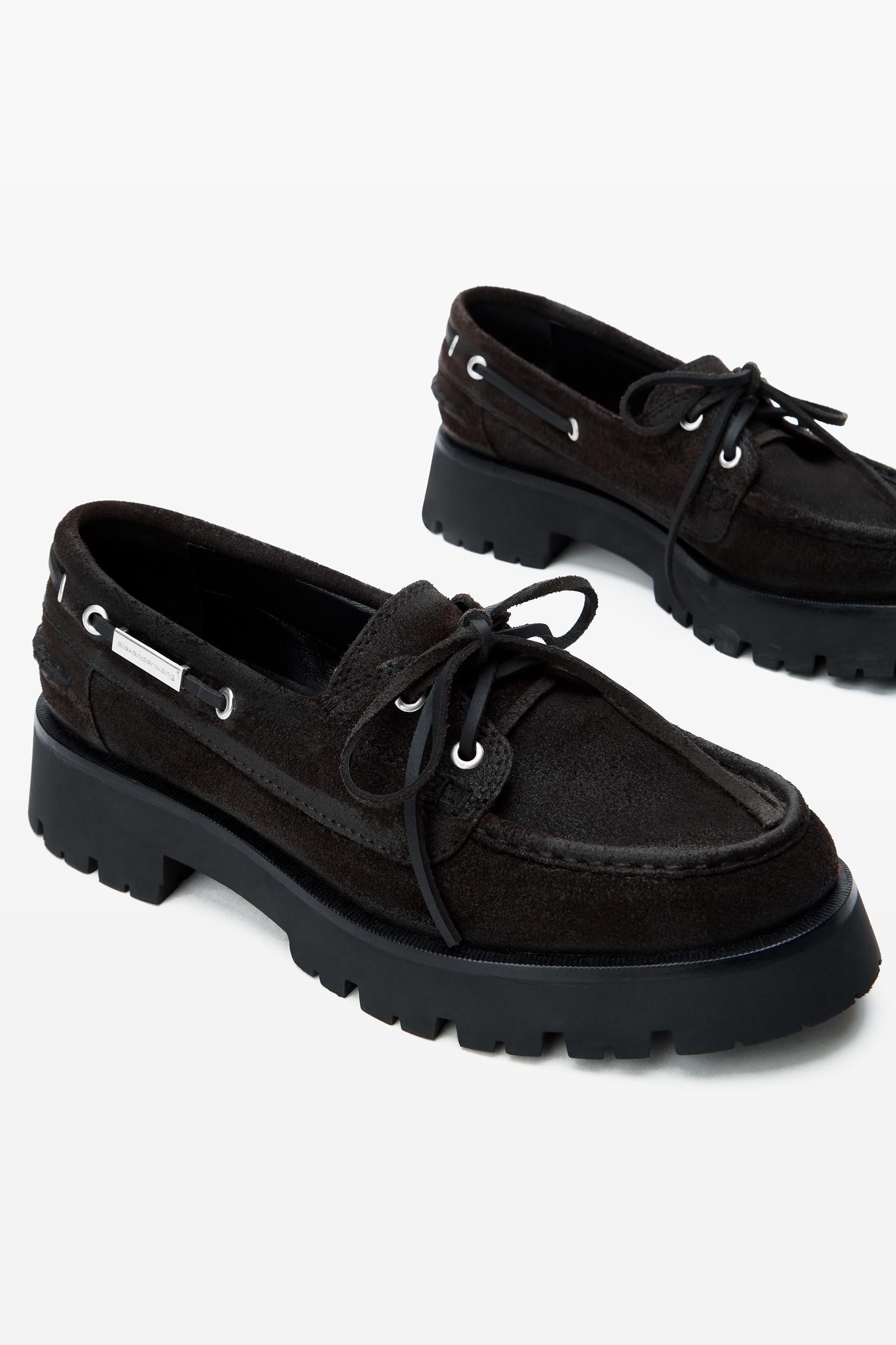 Brown Waxed Suede Carson Boat Loafers Product Image