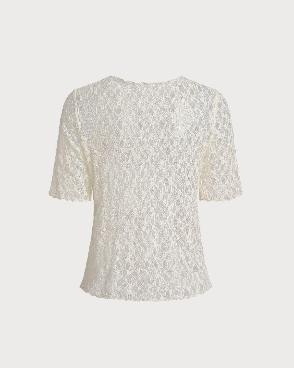 Beige Round Neck Textured Half Sleeve Tee Product Image