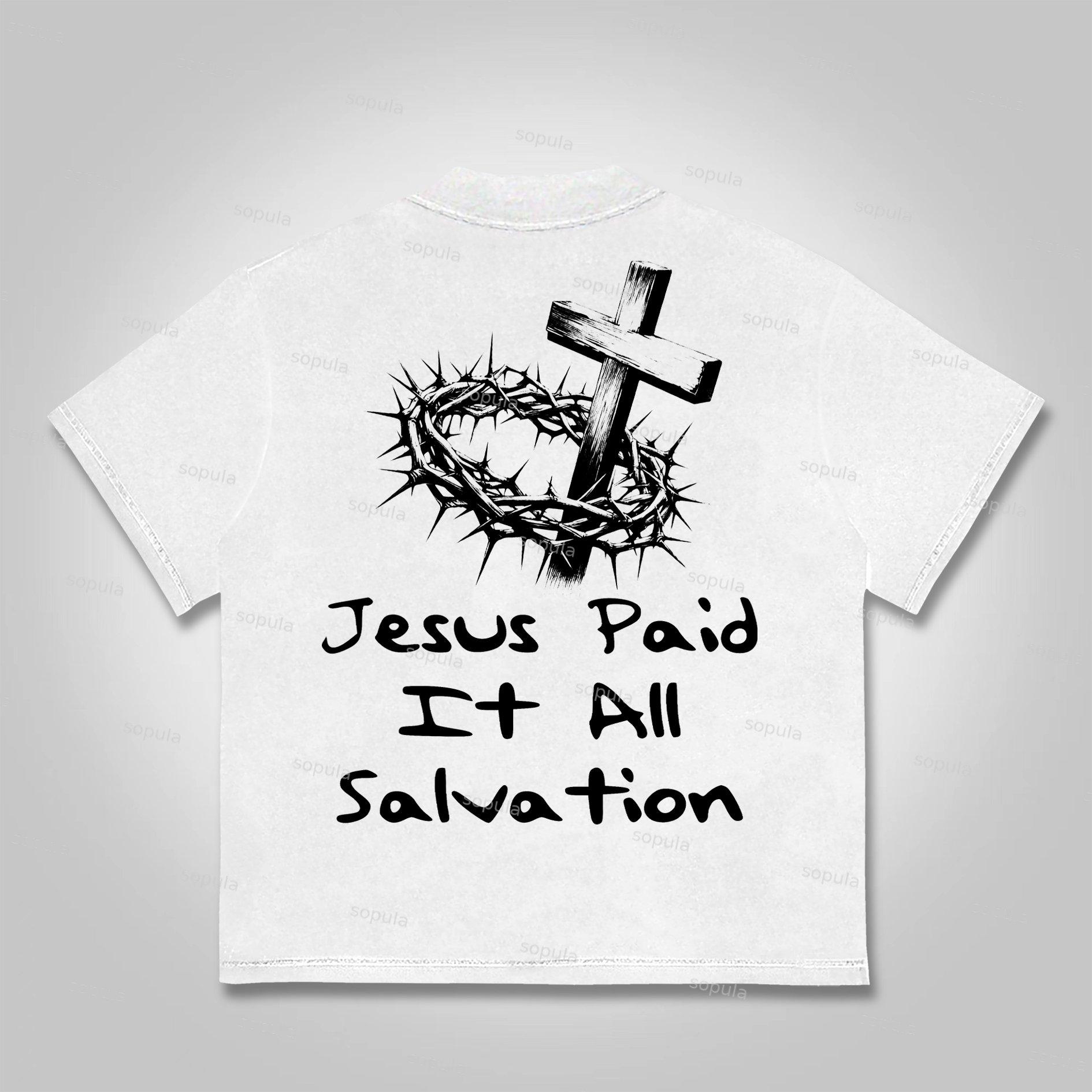 Sopula Jesus Paid It All Salvation Cotton T-shirt Product Image