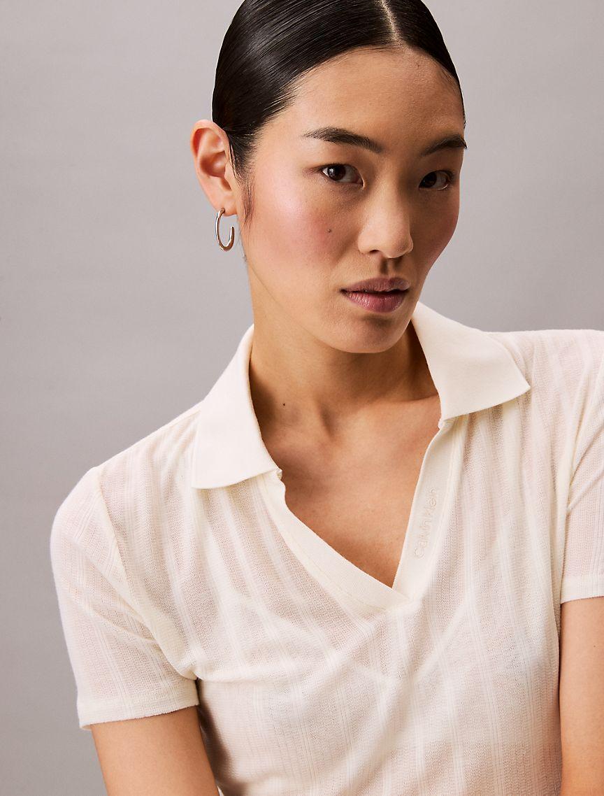 Pointelle Slim Polo Shirt  Product Image