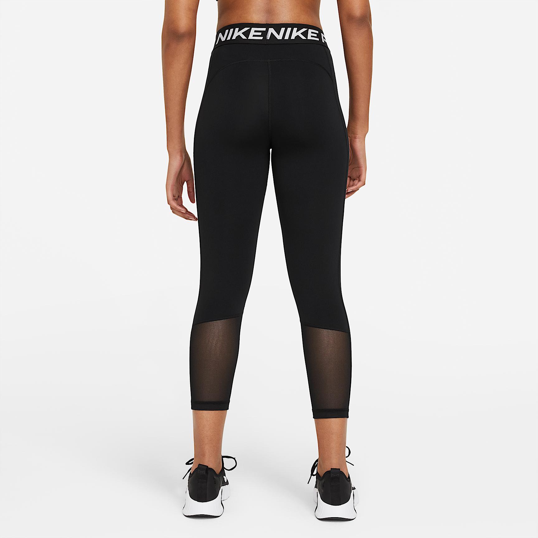 Womens Nike Pro Mid-Rise Crop Mesh-Panel Leggings (Plus Size) | DC5393-013 Product Image