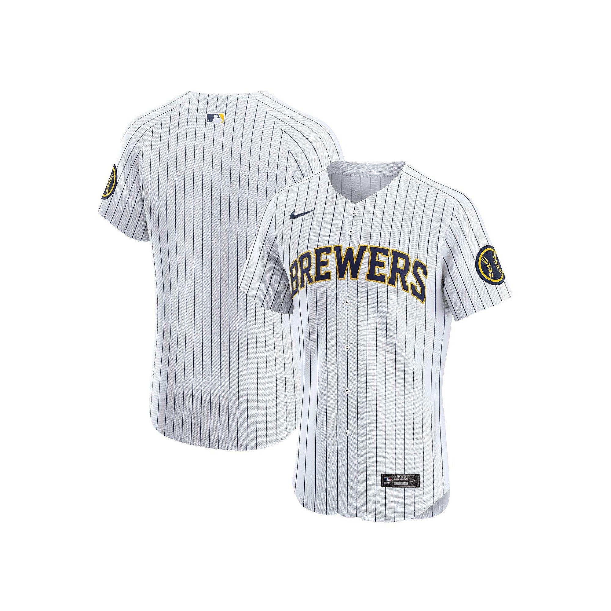Men's Nike White Milwaukee Brewers Alternate Vapor Premier Elite Patch Jersey, Size: 48 Product Image