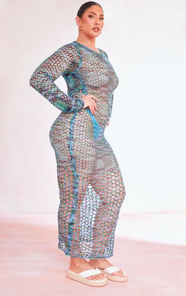 Plus Blue Open Back Knited Maxi Dress Product Image