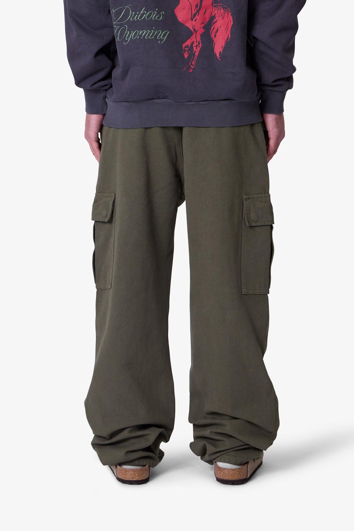 Ultra Baggy Denim Cargo Pants - Olive Product Image