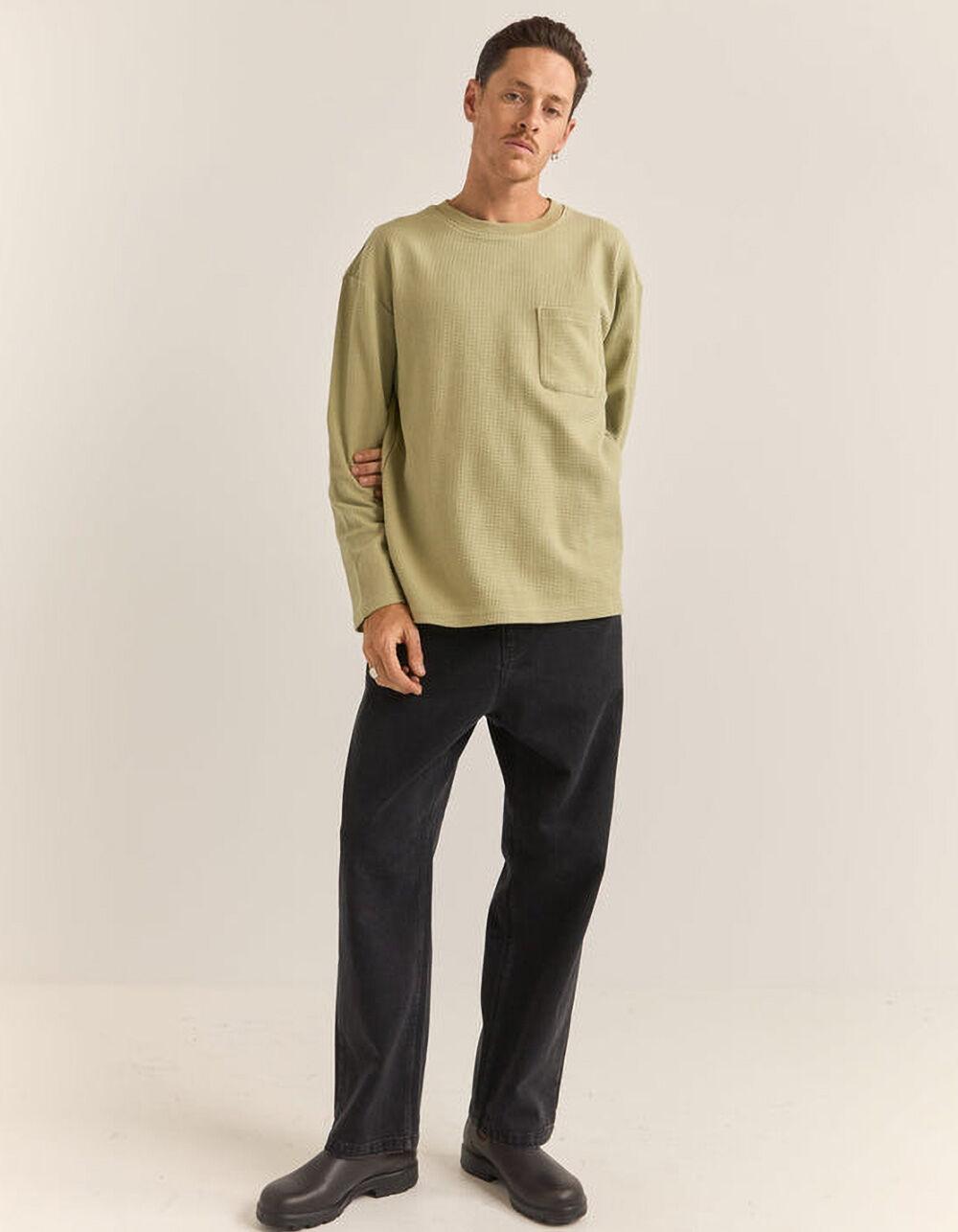 RHYTHM Vintage Waffle Mens Long Sleeve Pocket Tee - FATIGUE Product Image